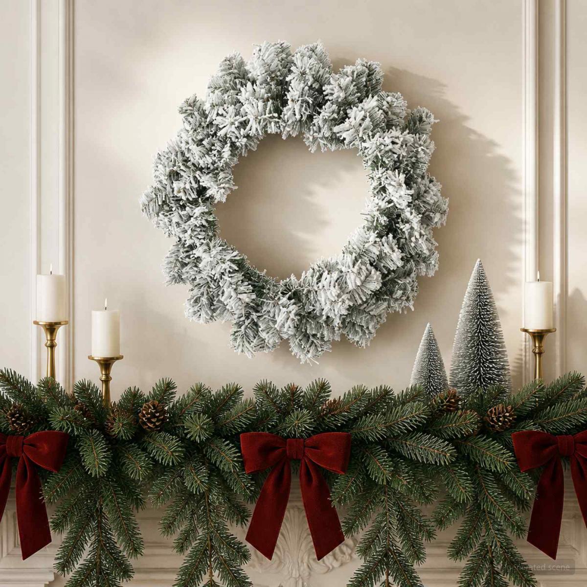 Corona de Navidad Blanco PVC