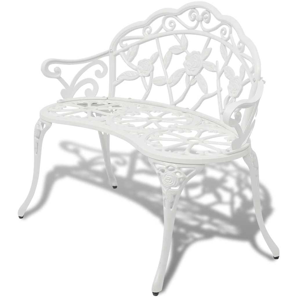 Banco de jardín de aluminio fundido blanco 102 cm