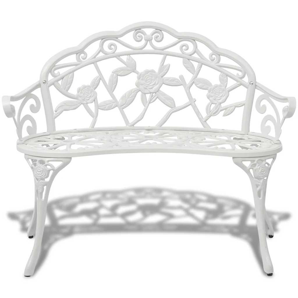 Banco de jardín de aluminio fundido blanco 102 cm