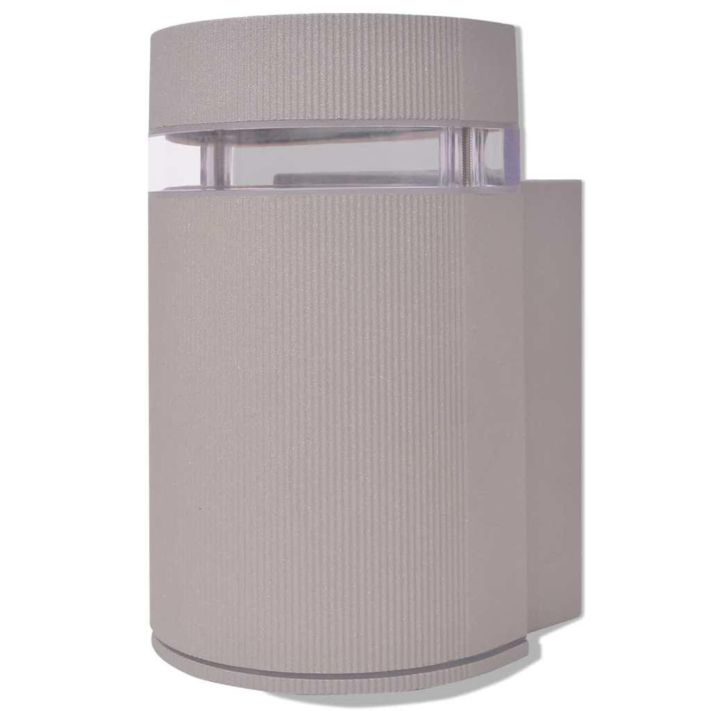 Aplique de pared de exterior semicilíndrico gris aluminio