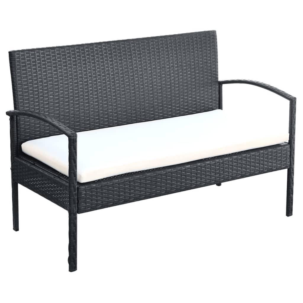 Set muebles de jardín 4 piezas y cojines ratán sintético marrón