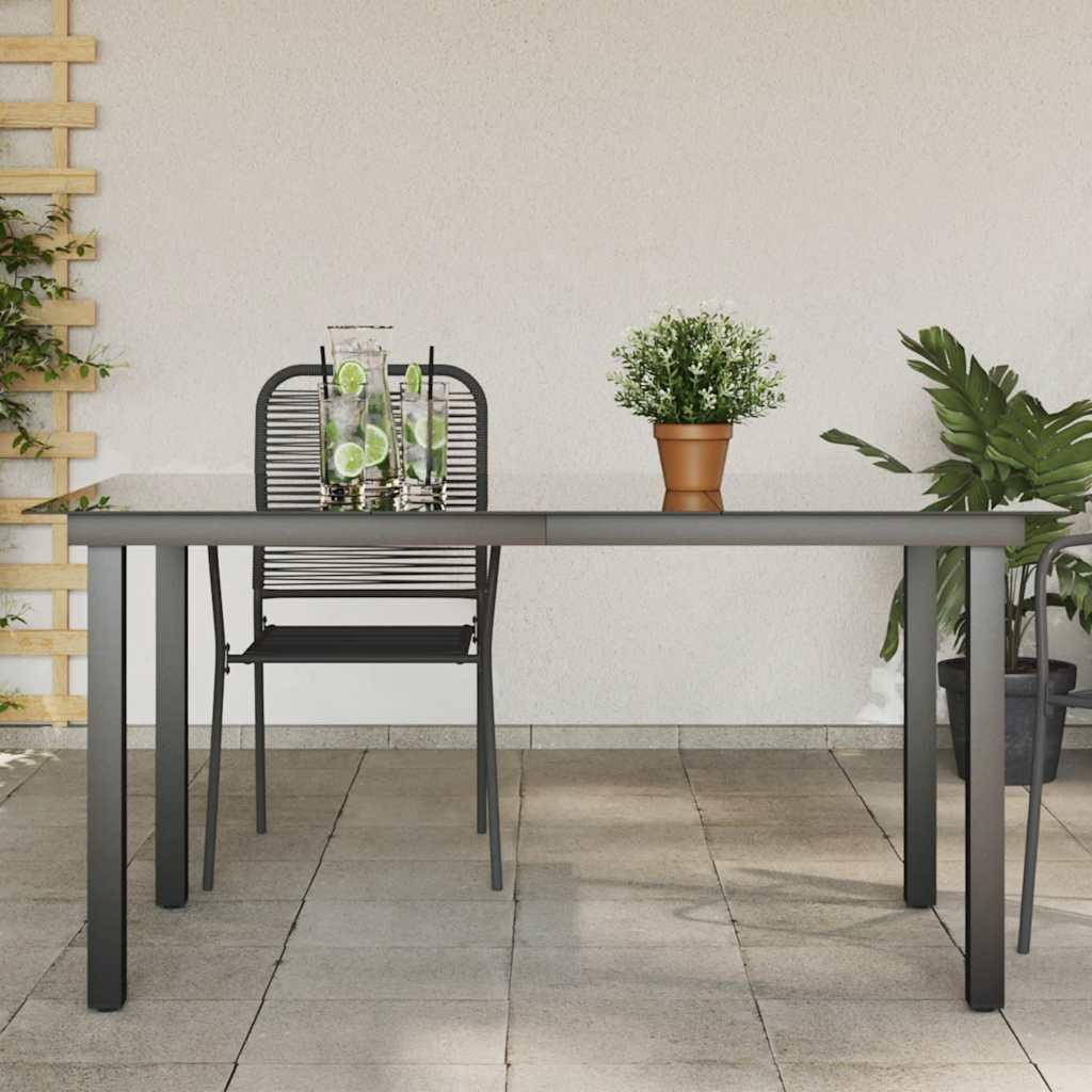 Mesa de jardín de aluminio y vidrio negra 190x90x74 cm