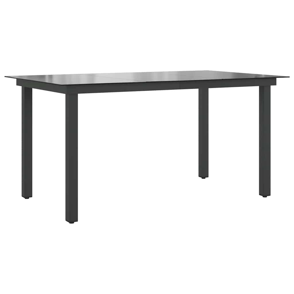 Mesa de jardín de aluminio y vidrio negra 190x90x74 cm