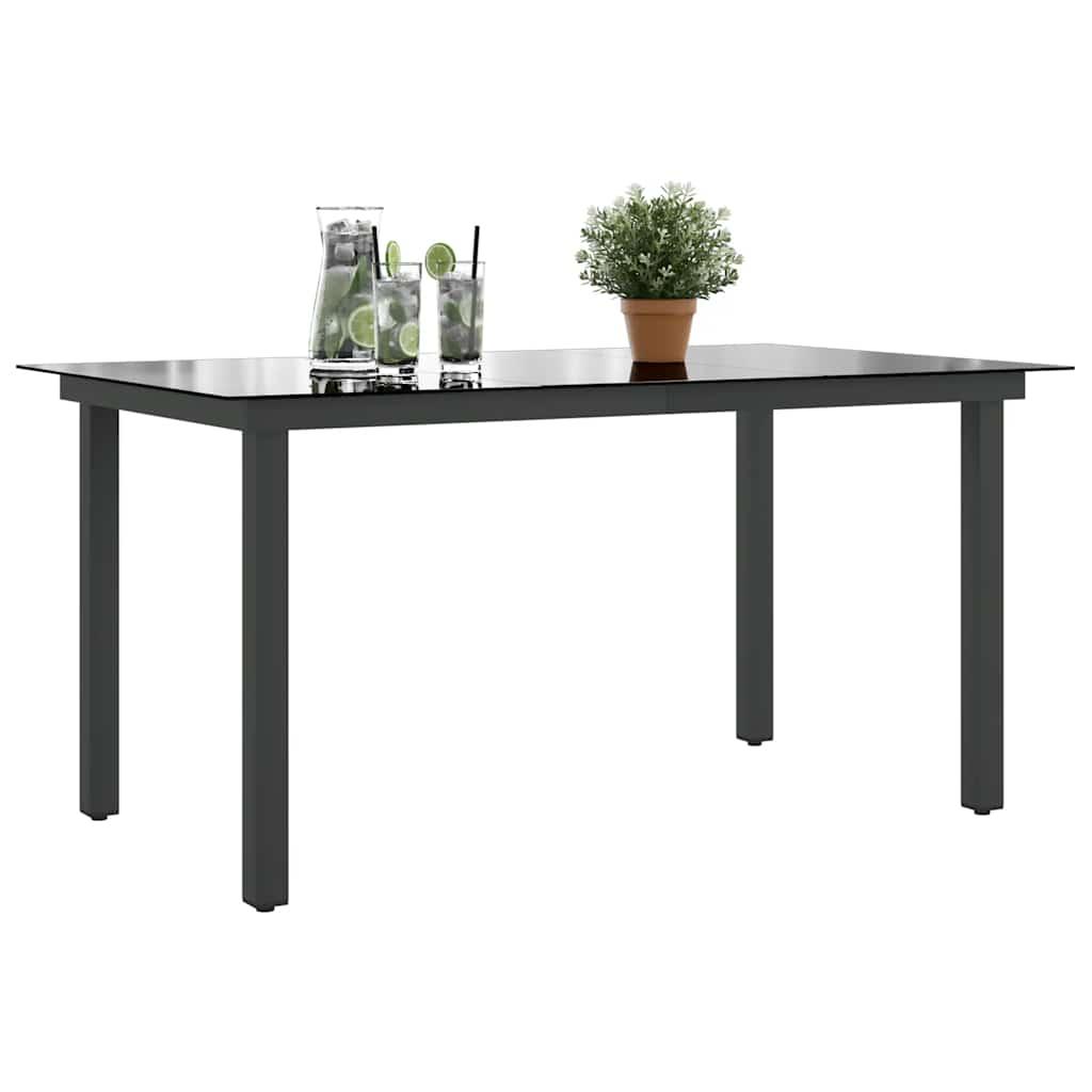 Mesa de jardín de aluminio y vidrio negra 190x90x74 cm
