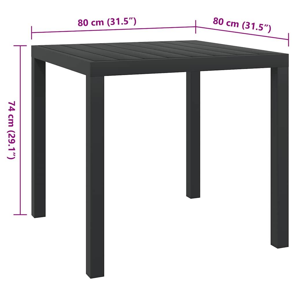 Mesa de jardín de aluminio y WPC negra