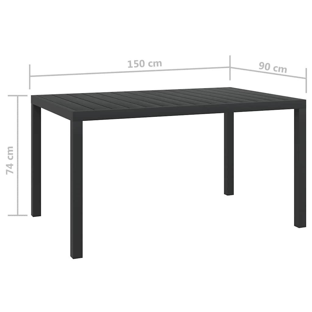 Mesa de jardín de aluminio y WPC negra