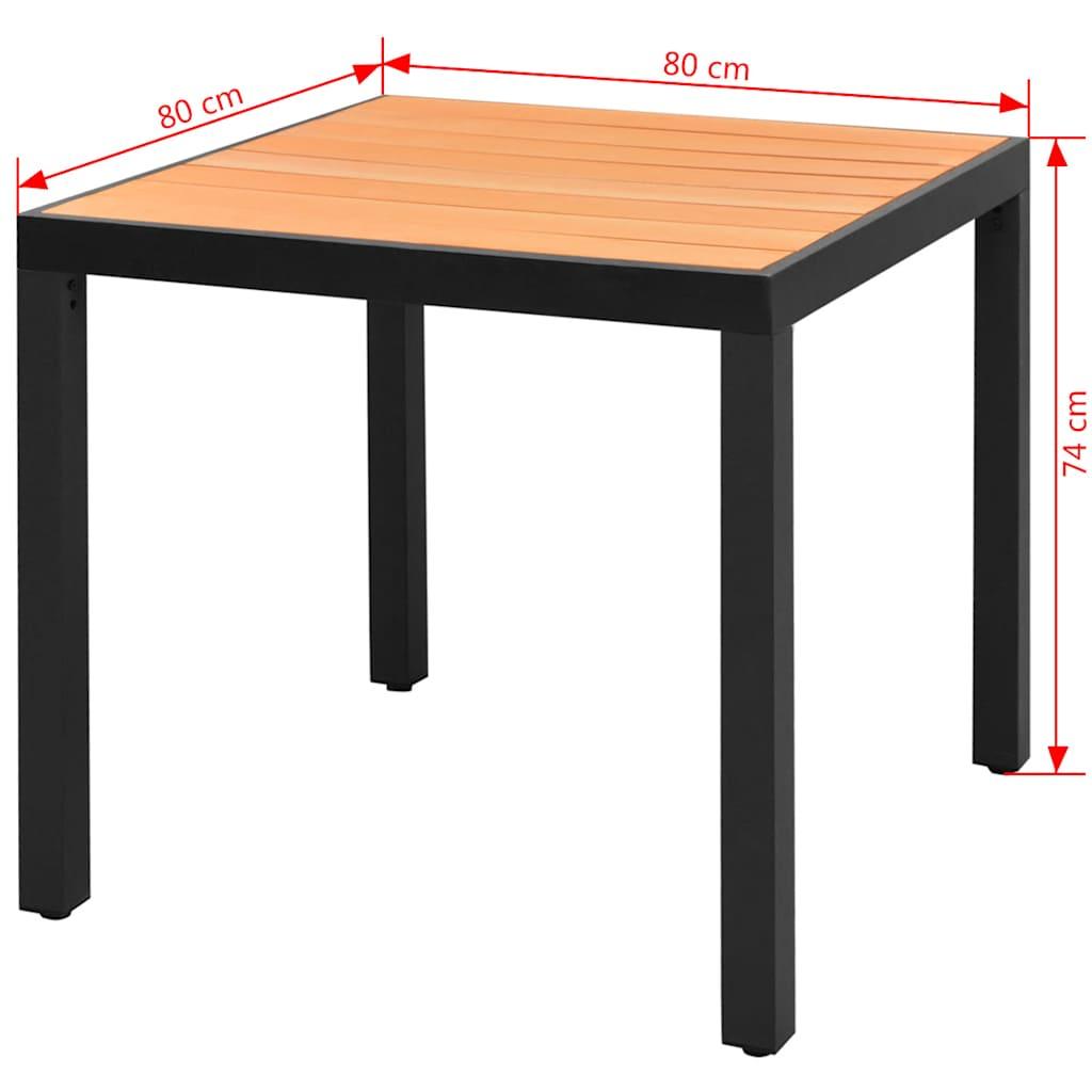 Mesa de jardín de aluminio y WPC plateado 60x60x70 cm