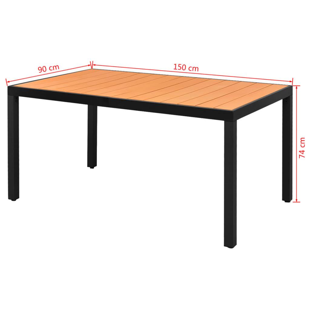 Mesa de jardín de aluminio y WPC plateado 60x60x70 cm
