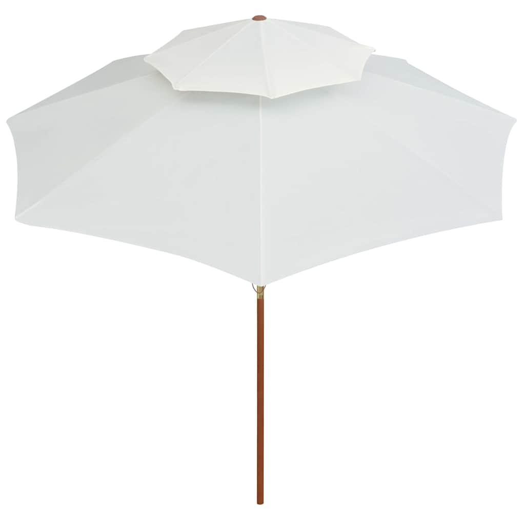 Sombrilla de dos niveles palo de madera blanco crema 270x270 cm