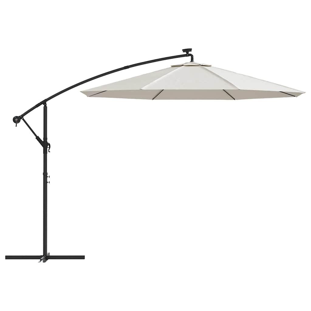 Sombrilla colgante con luces LED y palo de metal arena 300 cm