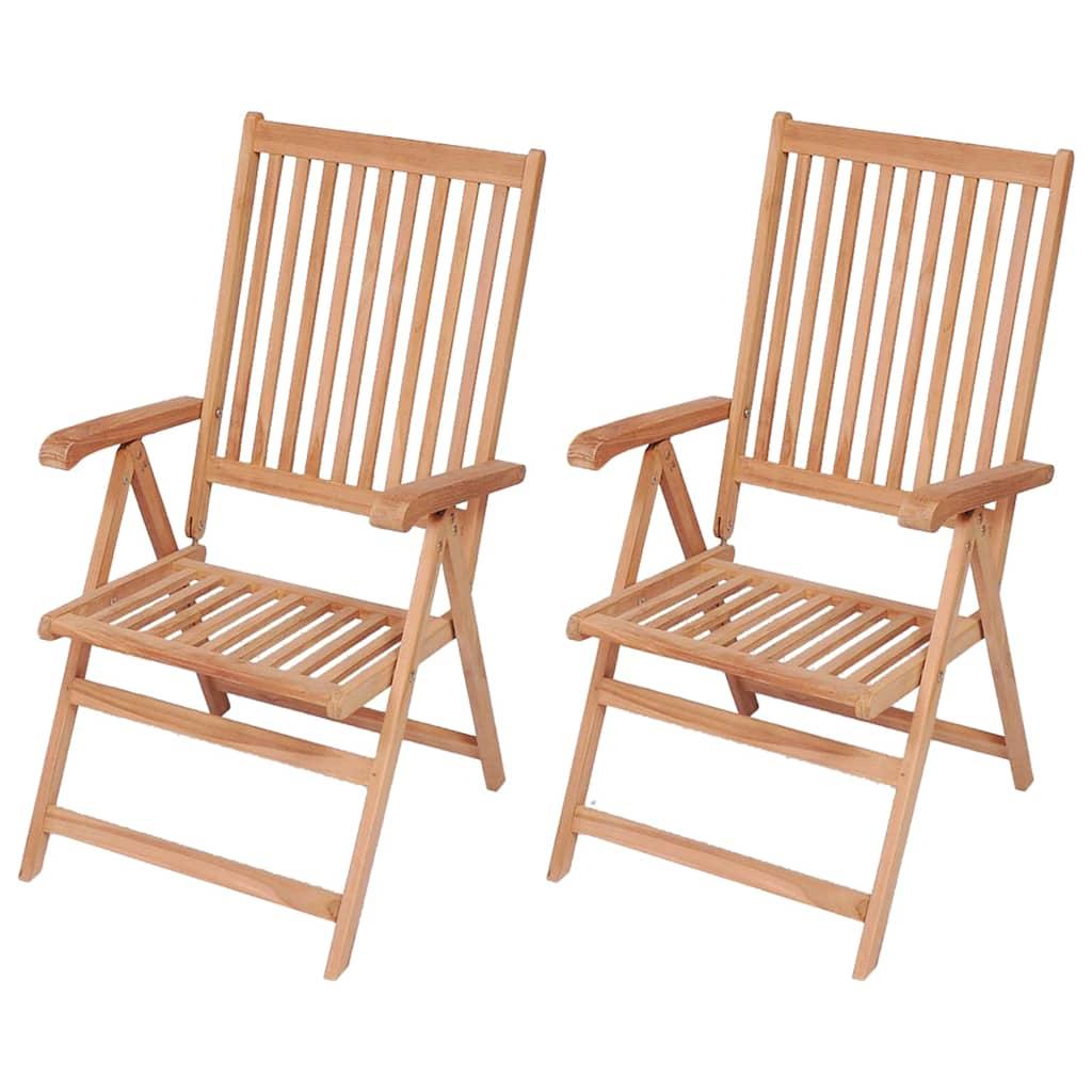 Sillas plegables reclinables (2 unidades) de madera maciza de teca