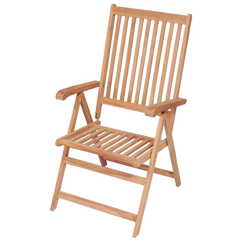 Sillas plegables reclinables (2 unidades) de madera maciza de teca
