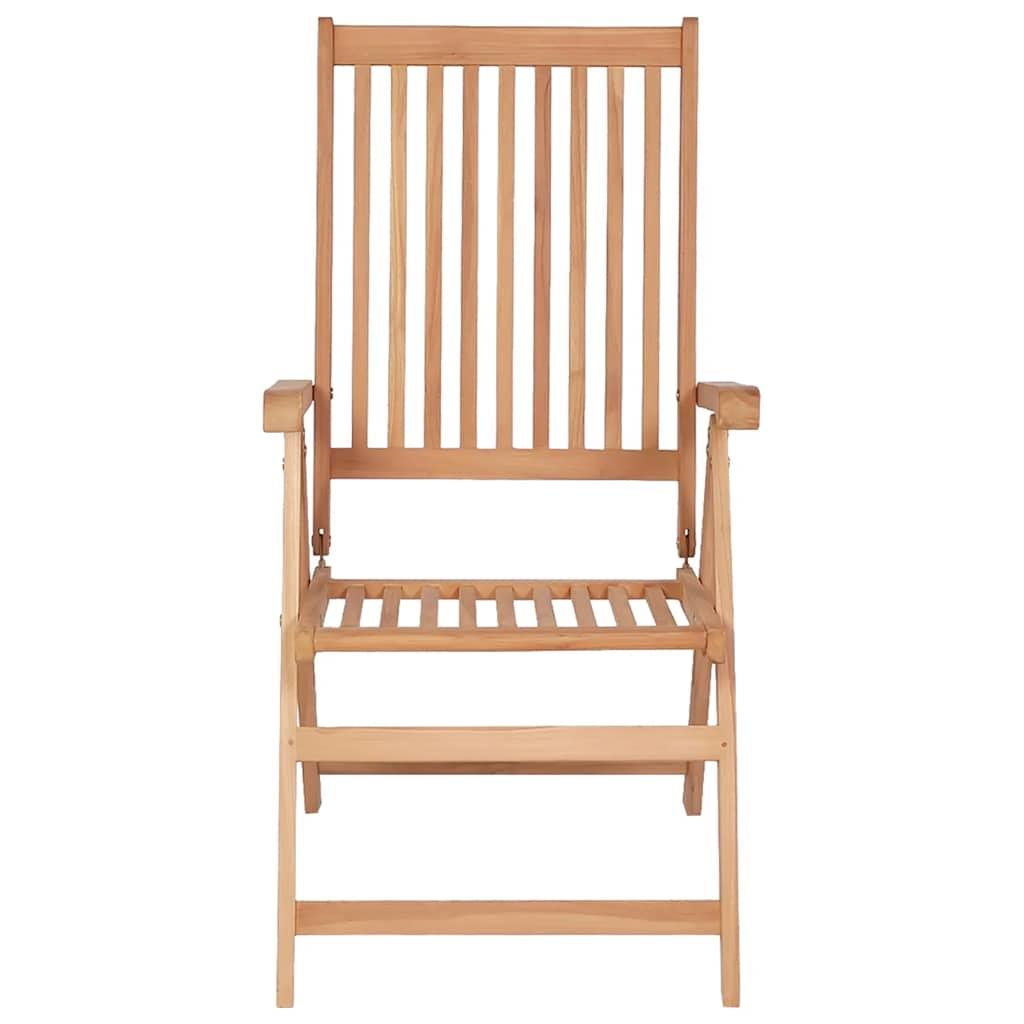Sillas plegables reclinables (2 unidades) de madera maciza de teca