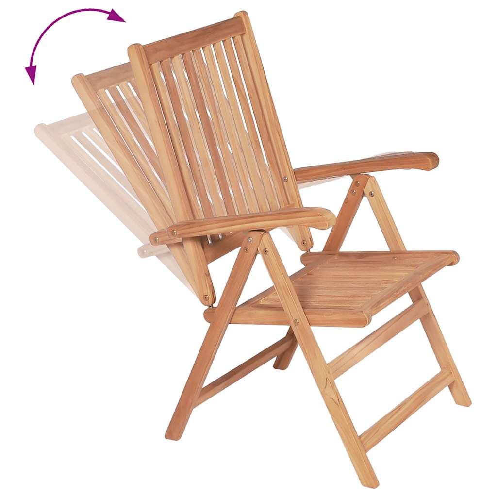 Sillas plegables reclinables (2 unidades) de madera maciza de teca