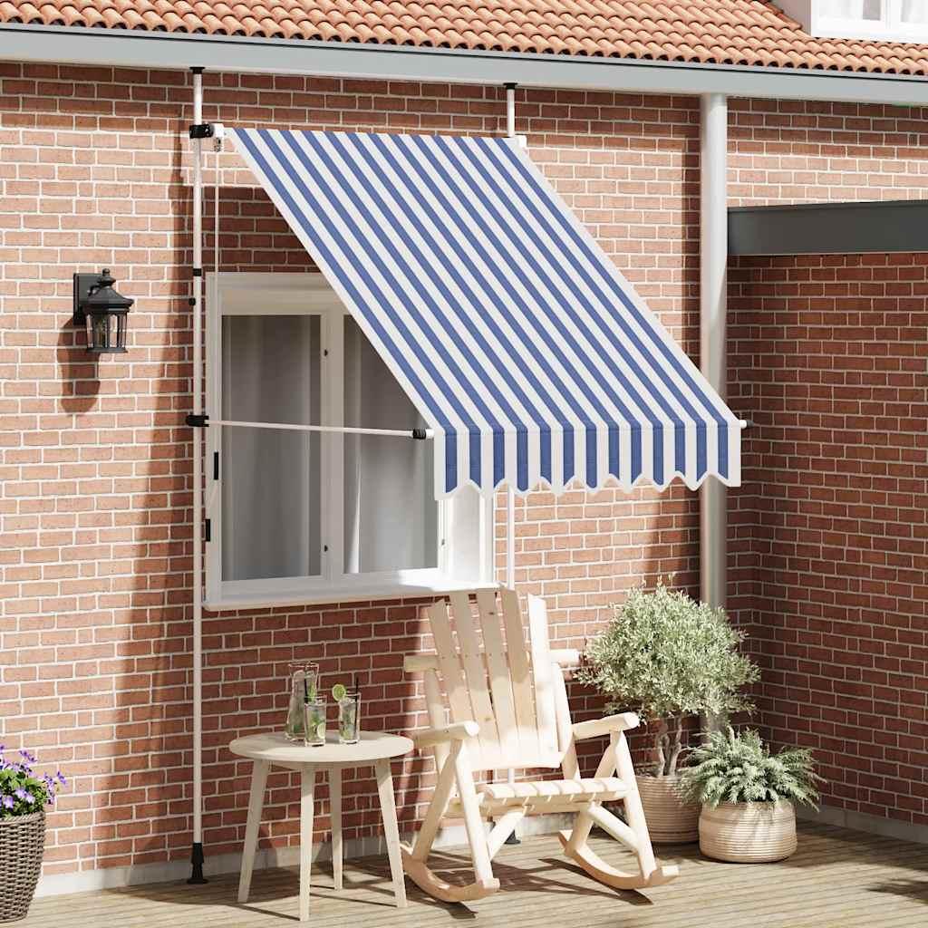 Toldo manual retráctil 100 cm naranja y blanco a rayas