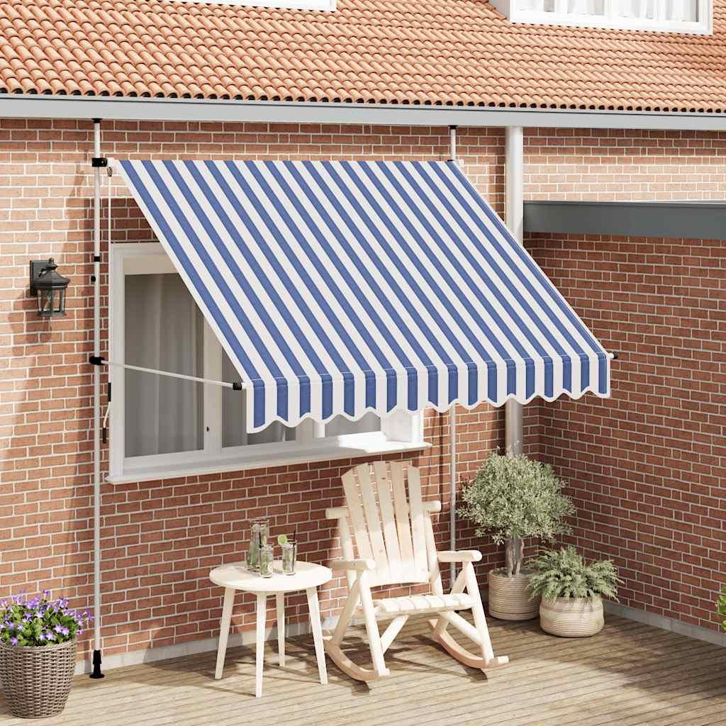 Toldo manual retráctil 100 cm naranja y blanco a rayas