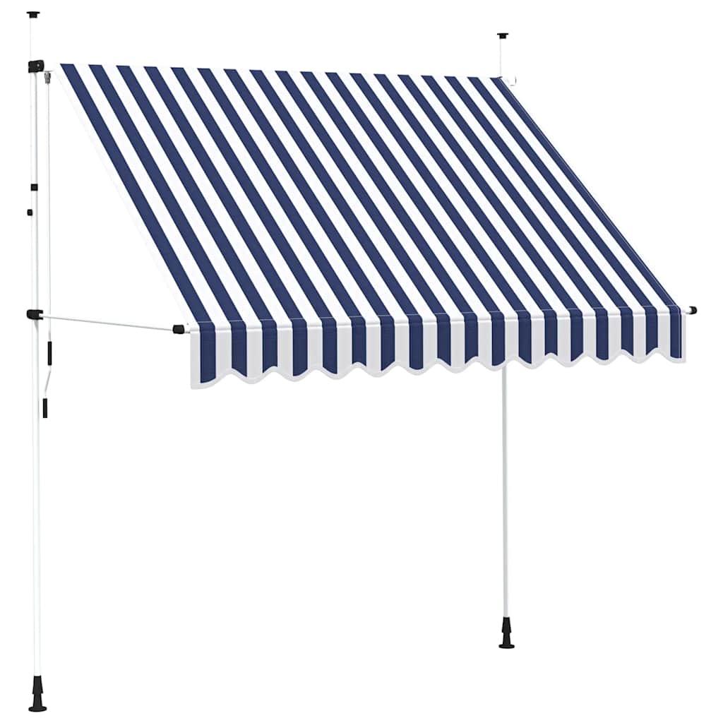 Toldo manual retráctil 100 cm naranja y blanco a rayas