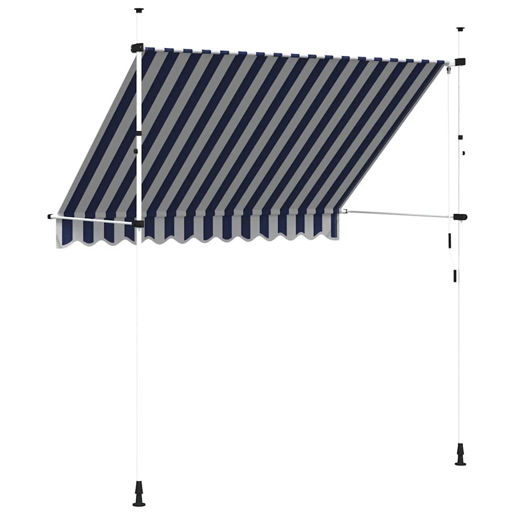 Toldo manual retráctil 100 cm naranja y blanco a rayas
