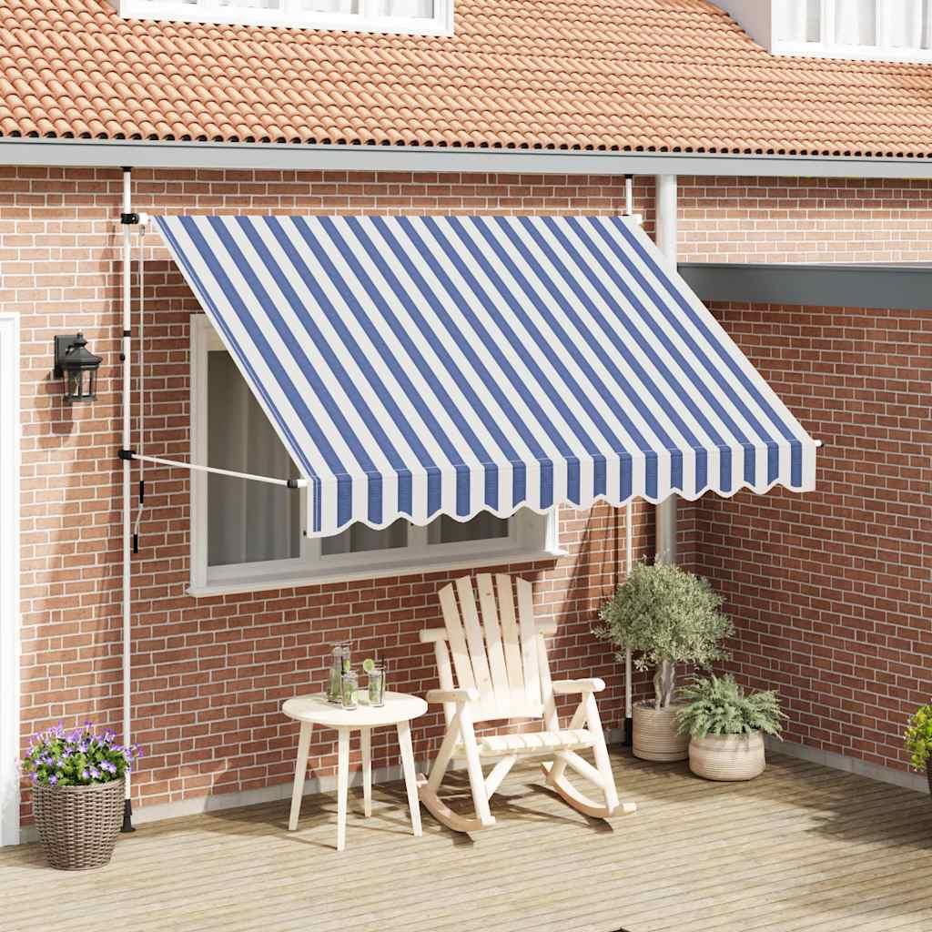 Toldo manual retráctil 100 cm naranja y blanco a rayas