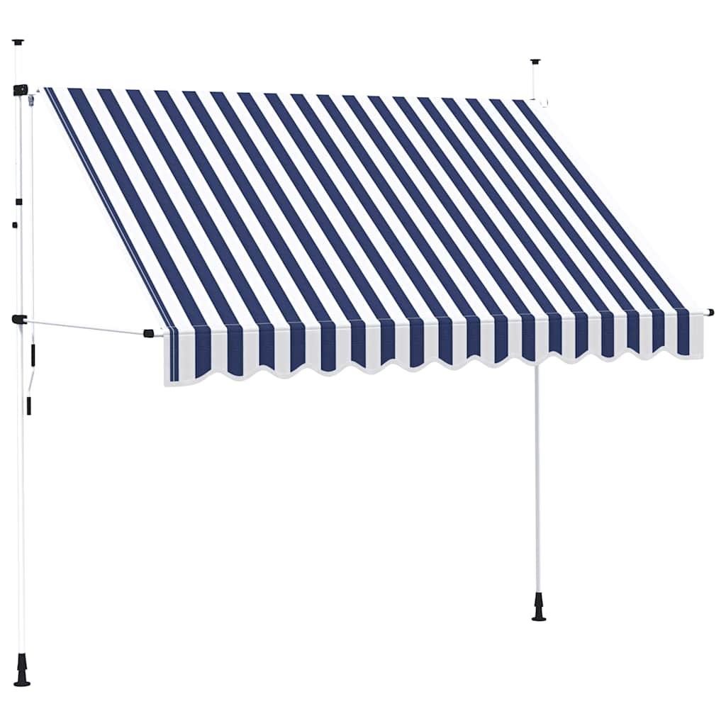 Toldo manual retráctil 100 cm naranja y blanco a rayas
