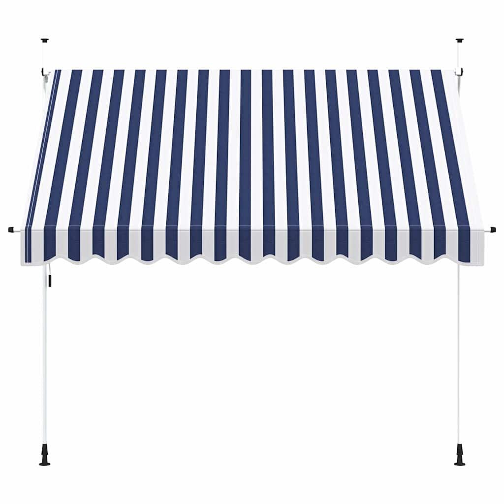 Toldo manual retráctil 100 cm naranja y blanco a rayas