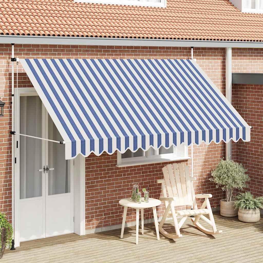 Toldo manual retráctil 100 cm naranja y blanco a rayas