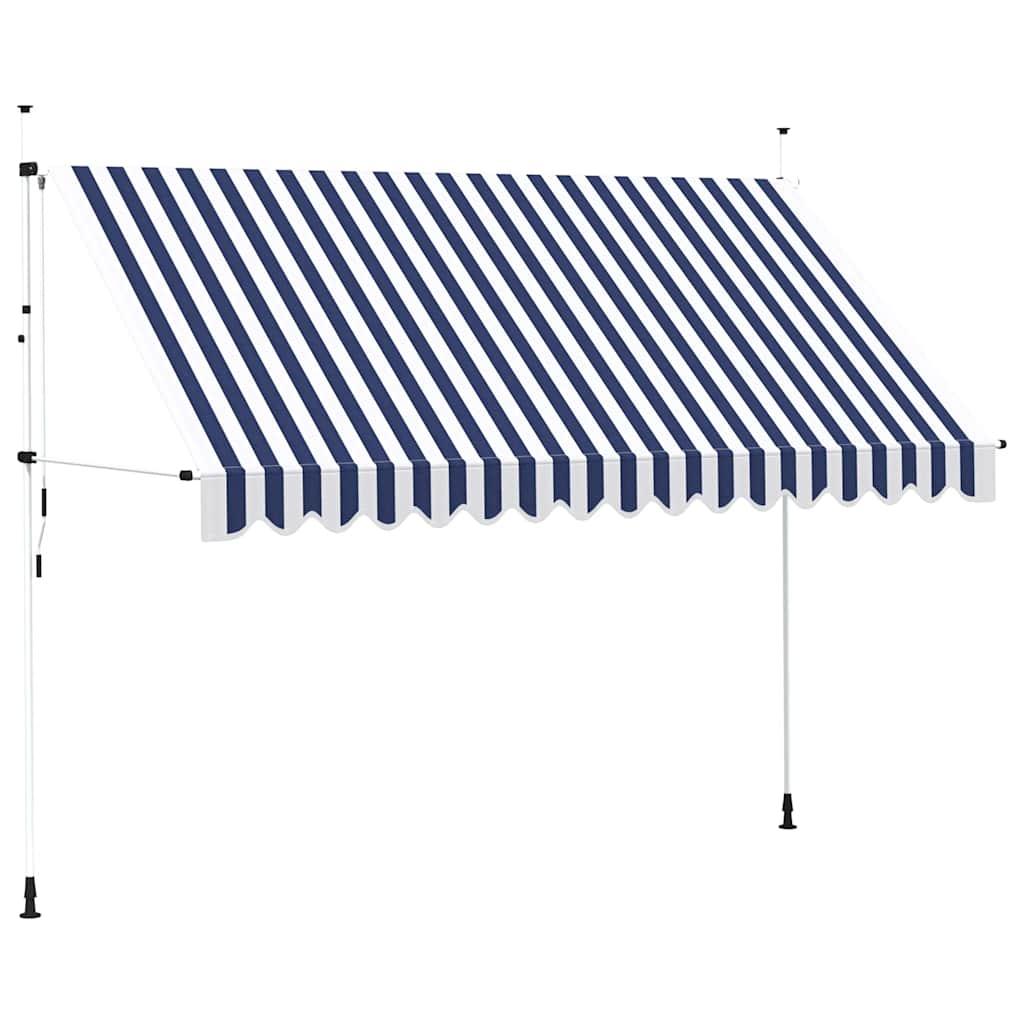 Toldo manual retráctil 100 cm naranja y blanco a rayas