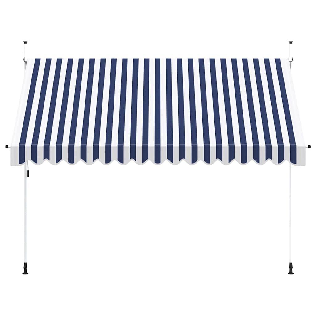 Toldo manual retráctil 100 cm naranja y blanco a rayas