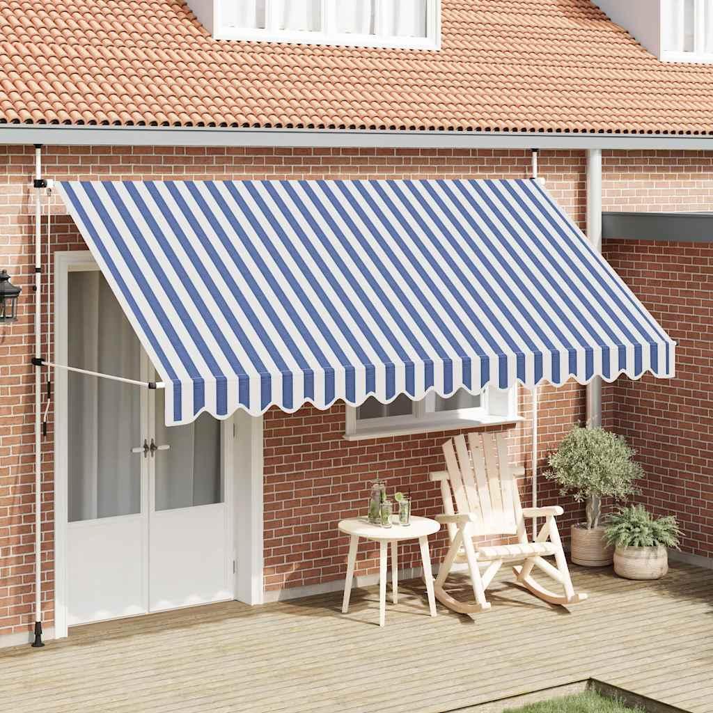 Toldo manual retráctil 100 cm naranja y blanco a rayas