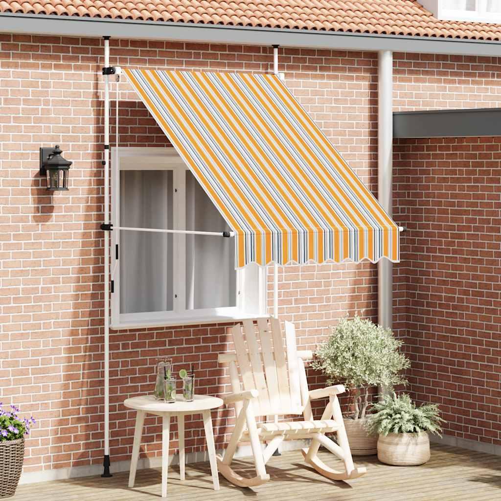 Toldo manual retráctil 100 cm naranja y blanco a rayas