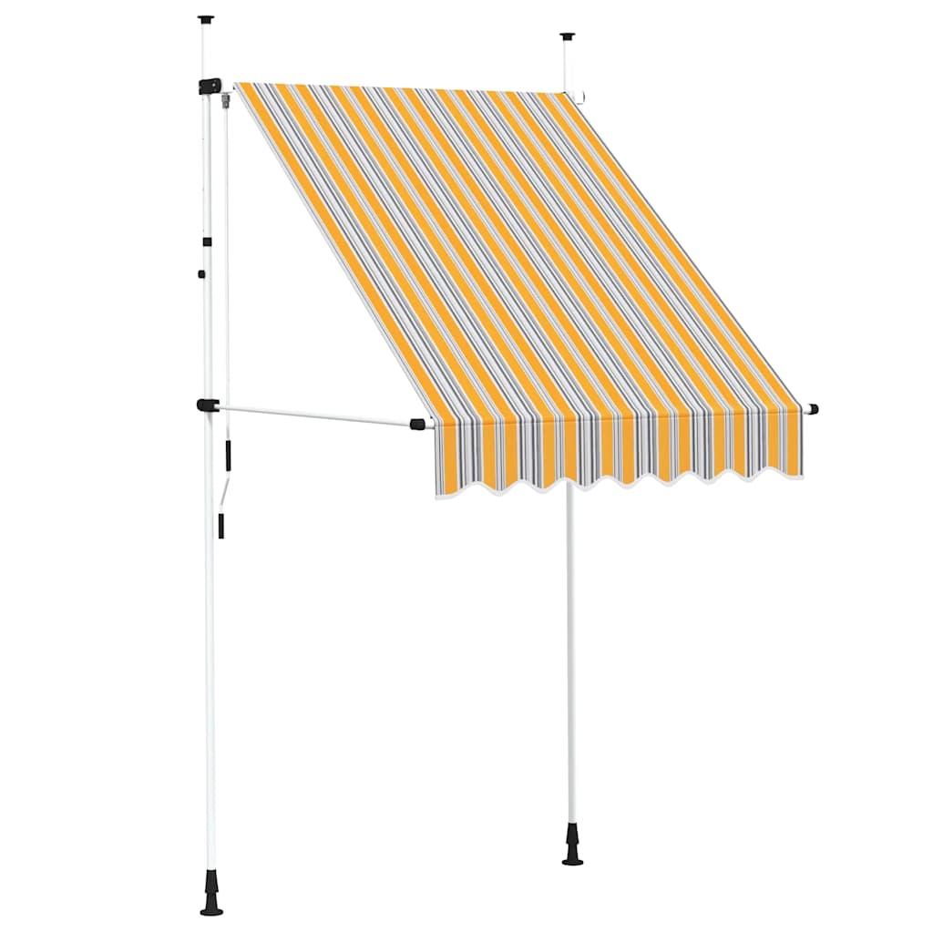Toldo manual retráctil 100 cm naranja y blanco a rayas