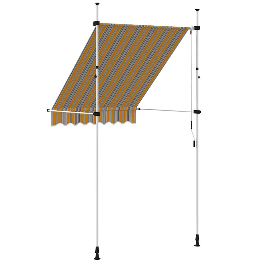 Toldo manual retráctil 100 cm naranja y blanco a rayas