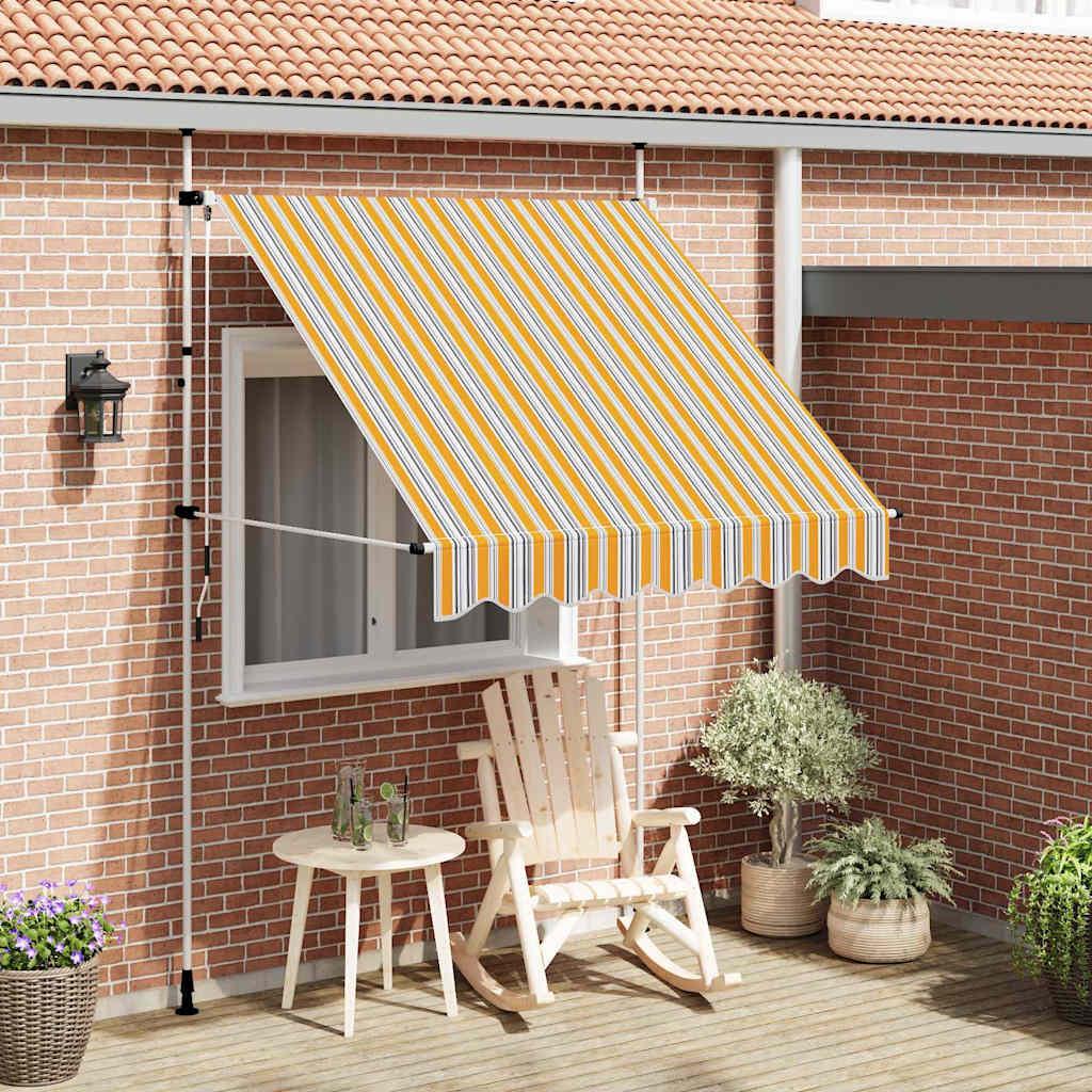Toldo manual retráctil 100 cm naranja y blanco a rayas