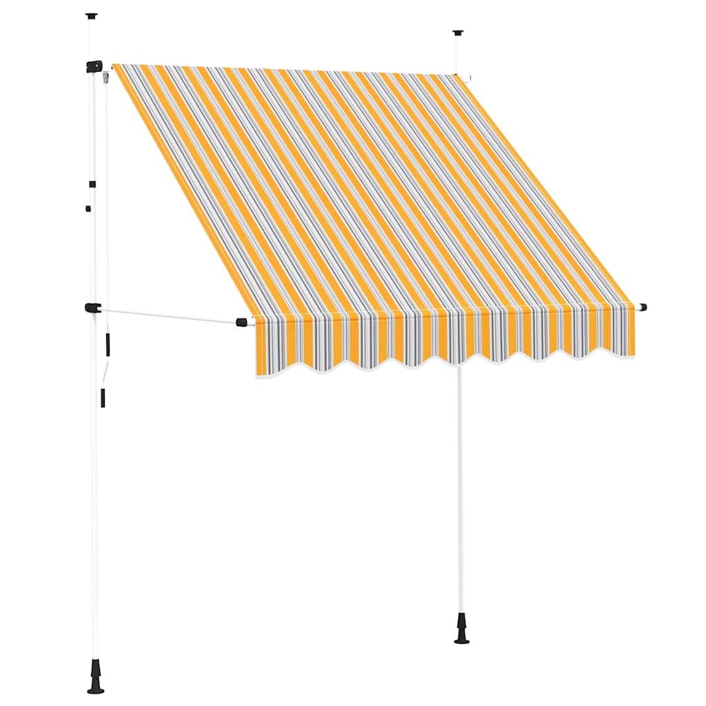 Toldo manual retráctil 100 cm naranja y blanco a rayas