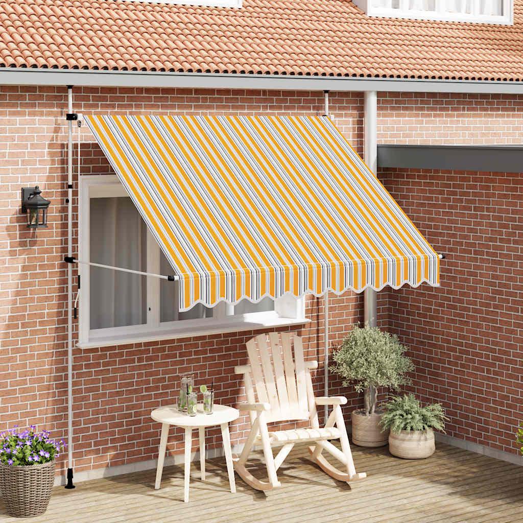 Toldo manual retráctil 100 cm naranja y blanco a rayas