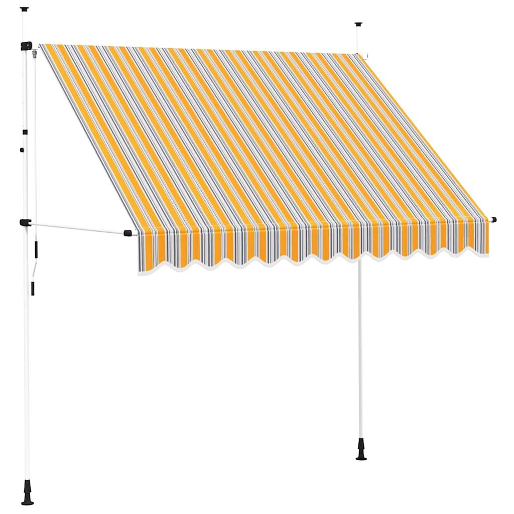 Toldo manual retráctil 100 cm naranja y blanco a rayas