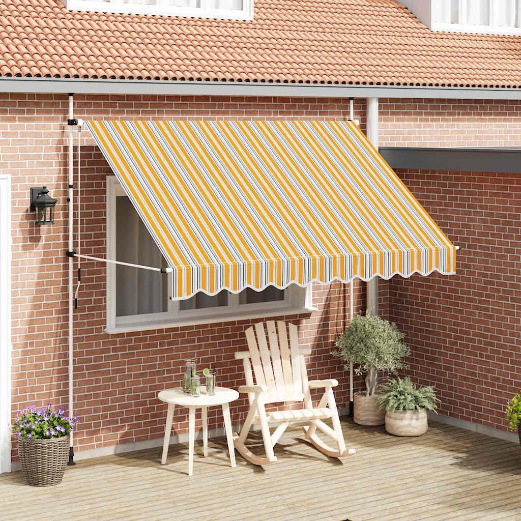 Toldo manual retráctil 100 cm naranja y blanco a rayas
