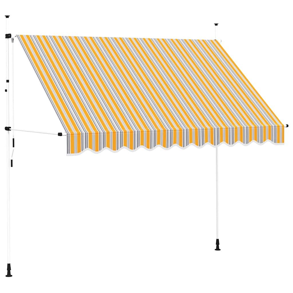 Toldo manual retráctil 100 cm naranja y blanco a rayas