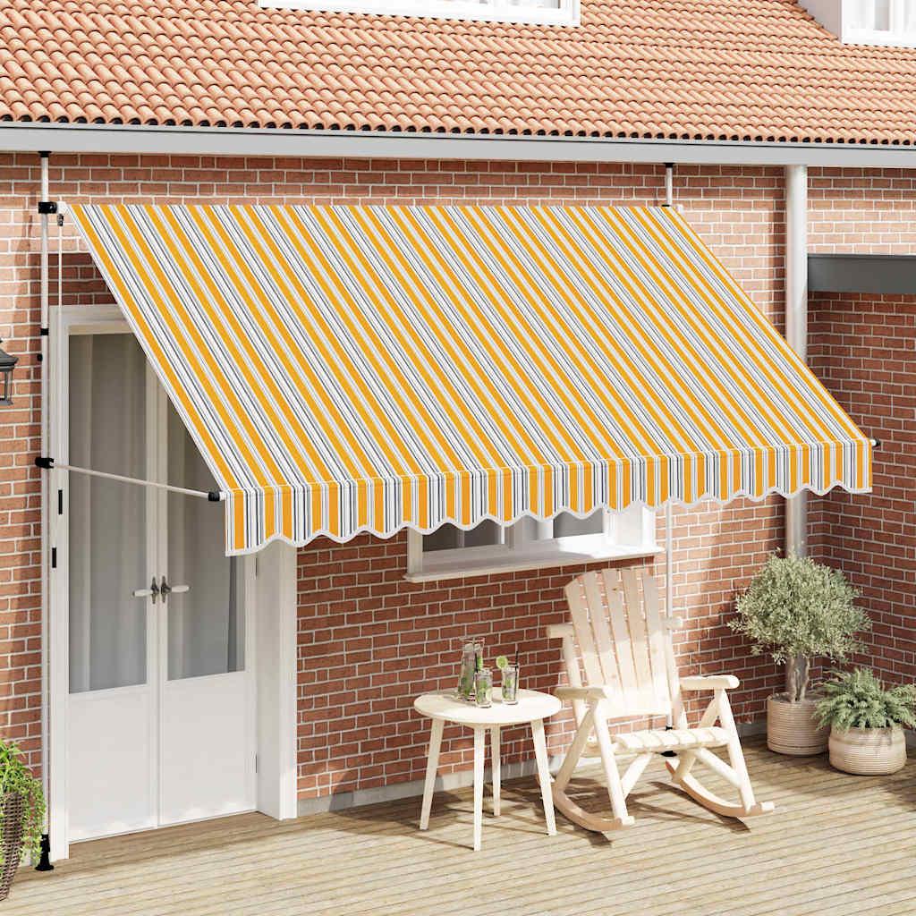Toldo manual retráctil 100 cm naranja y blanco a rayas