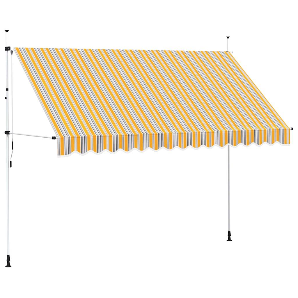 Toldo manual retráctil 100 cm naranja y blanco a rayas