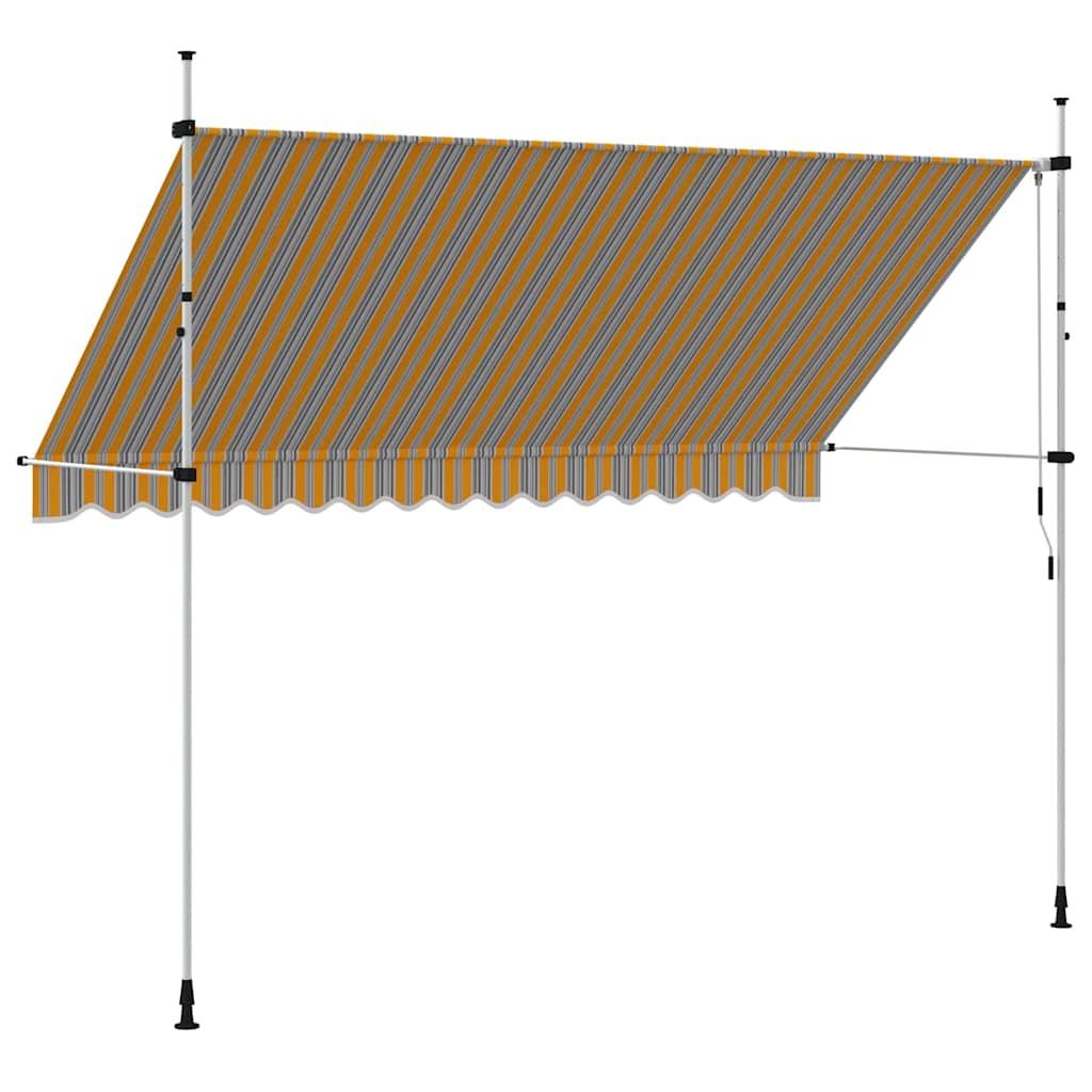 Toldo manual retráctil 100 cm naranja y blanco a rayas