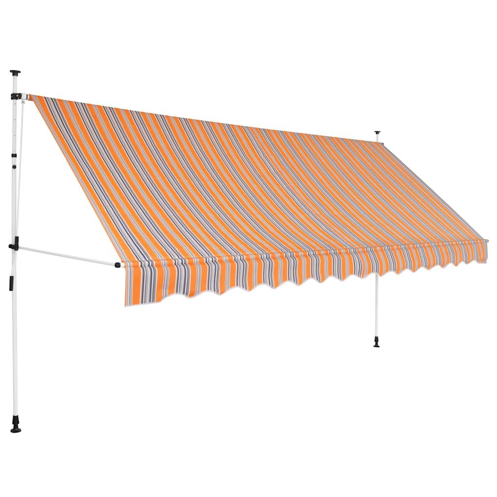 Toldo manual retráctil 100 cm naranja y blanco a rayas