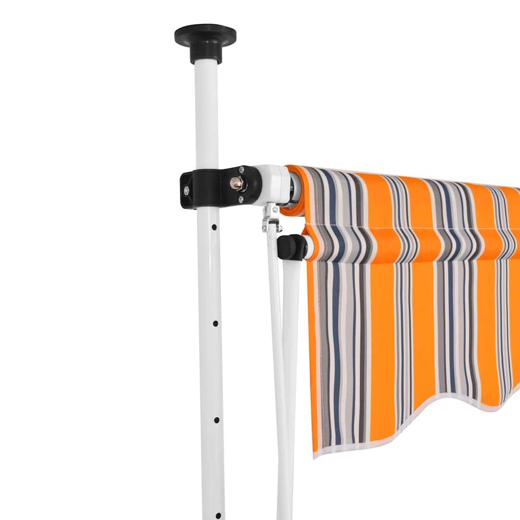 Toldo manual retráctil 100 cm naranja y blanco a rayas