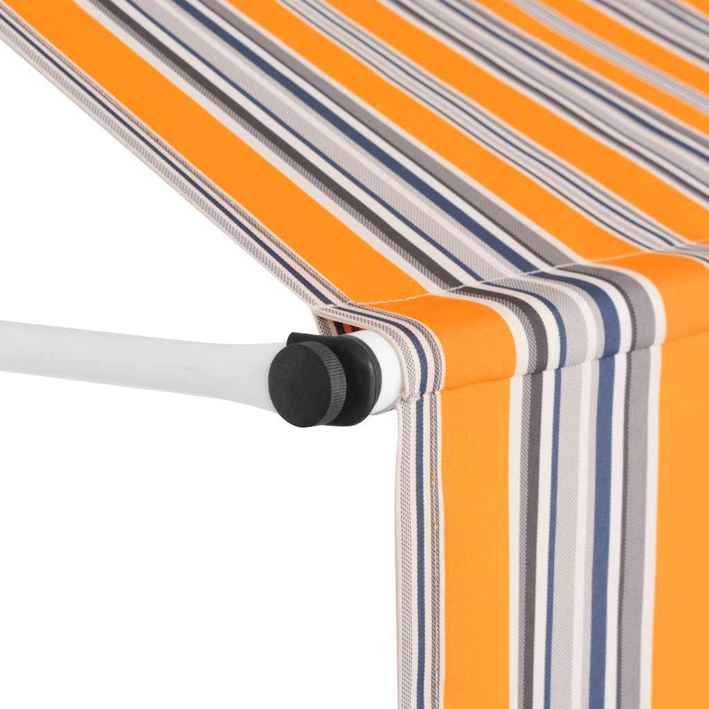 Toldo manual retráctil 100 cm naranja y blanco a rayas