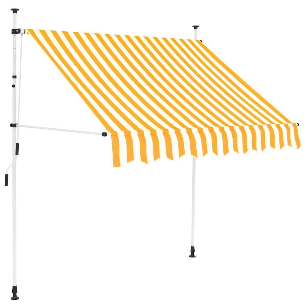 Toldo manual retráctil 100 cm naranja y blanco a rayas