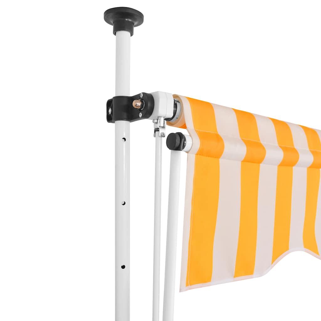 Toldo manual retráctil 100 cm naranja y blanco a rayas