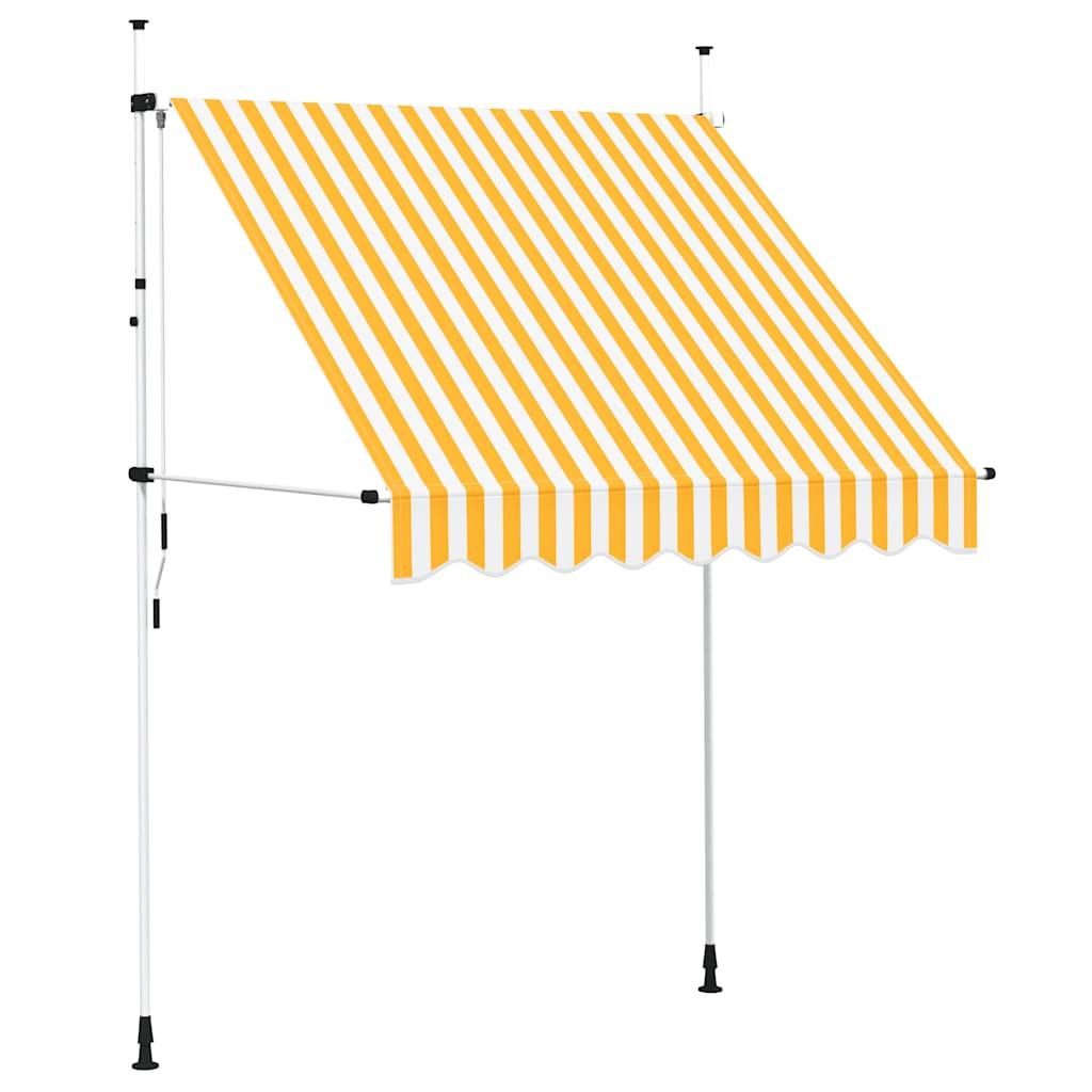 Toldo manual retráctil 100 cm naranja y blanco a rayas