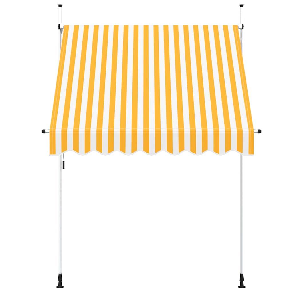 Toldo manual retráctil 100 cm naranja y blanco a rayas