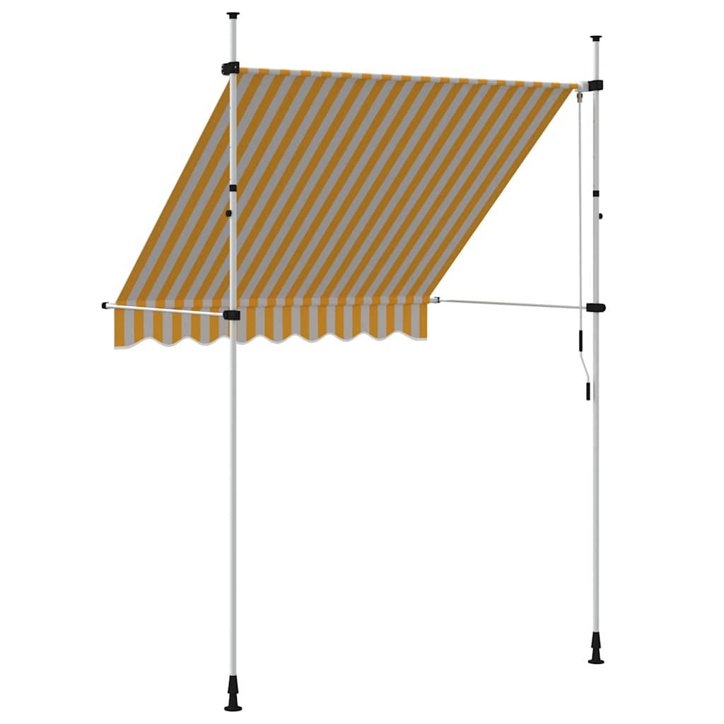 Toldo manual retráctil 100 cm naranja y blanco a rayas