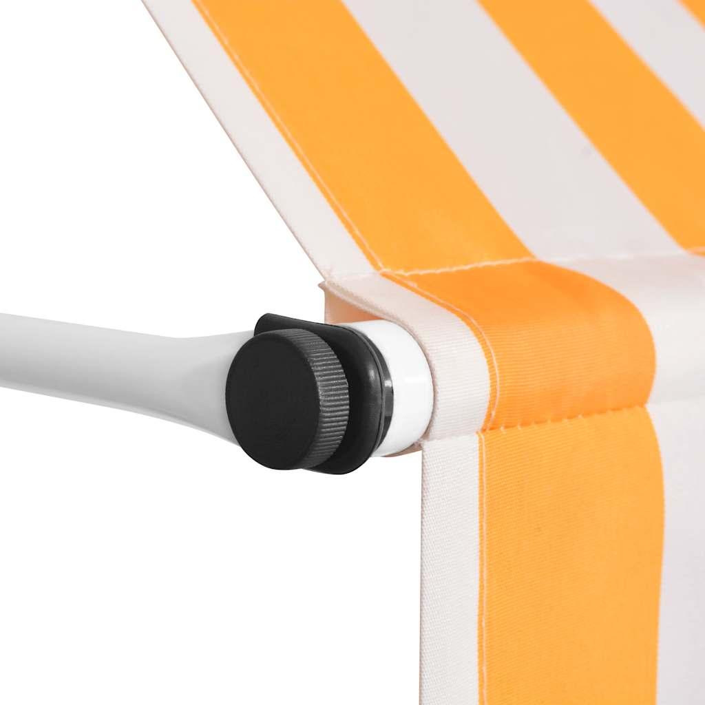 Toldo manual retráctil 100 cm naranja y blanco a rayas